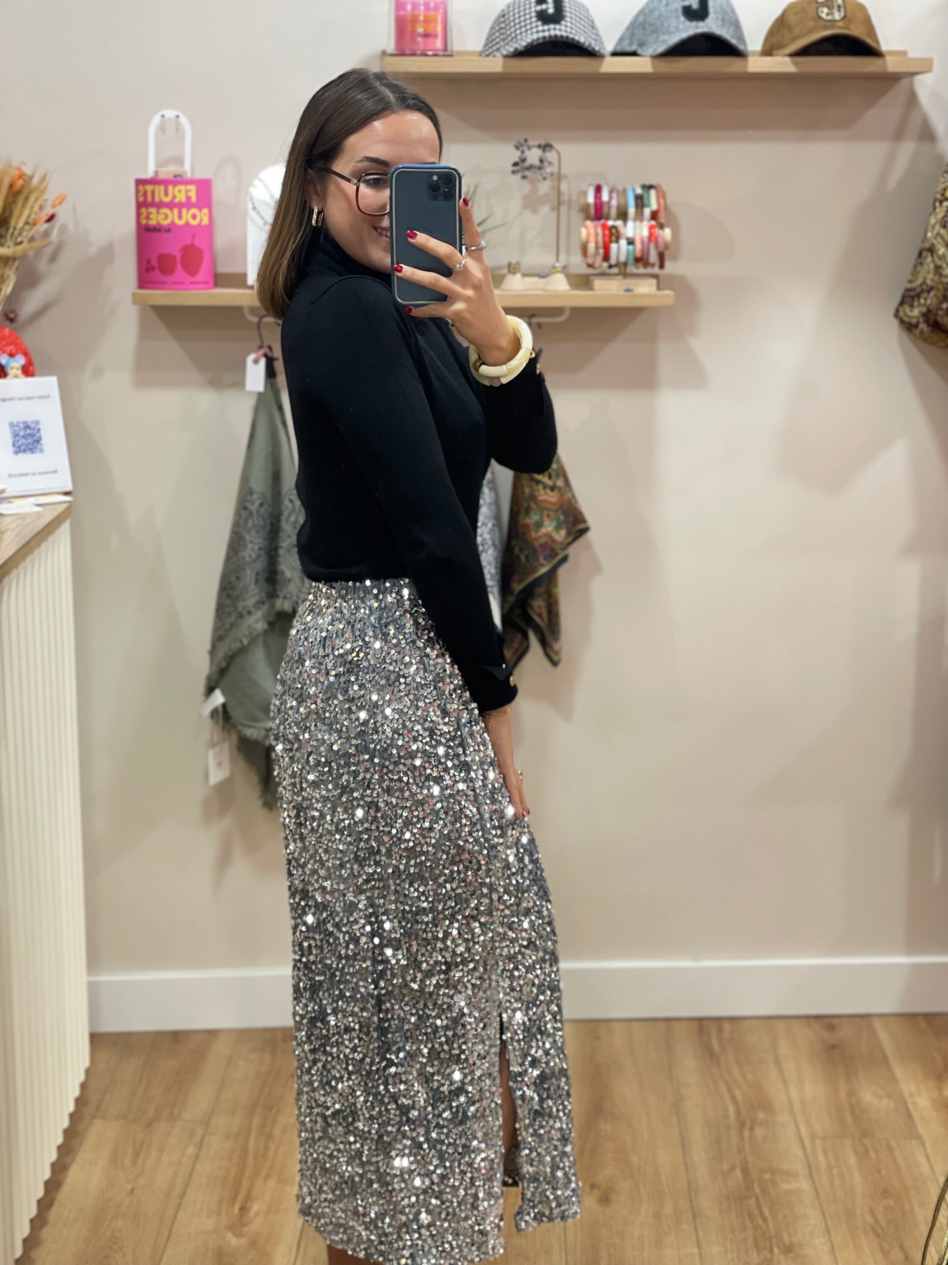 Jupe long sequin