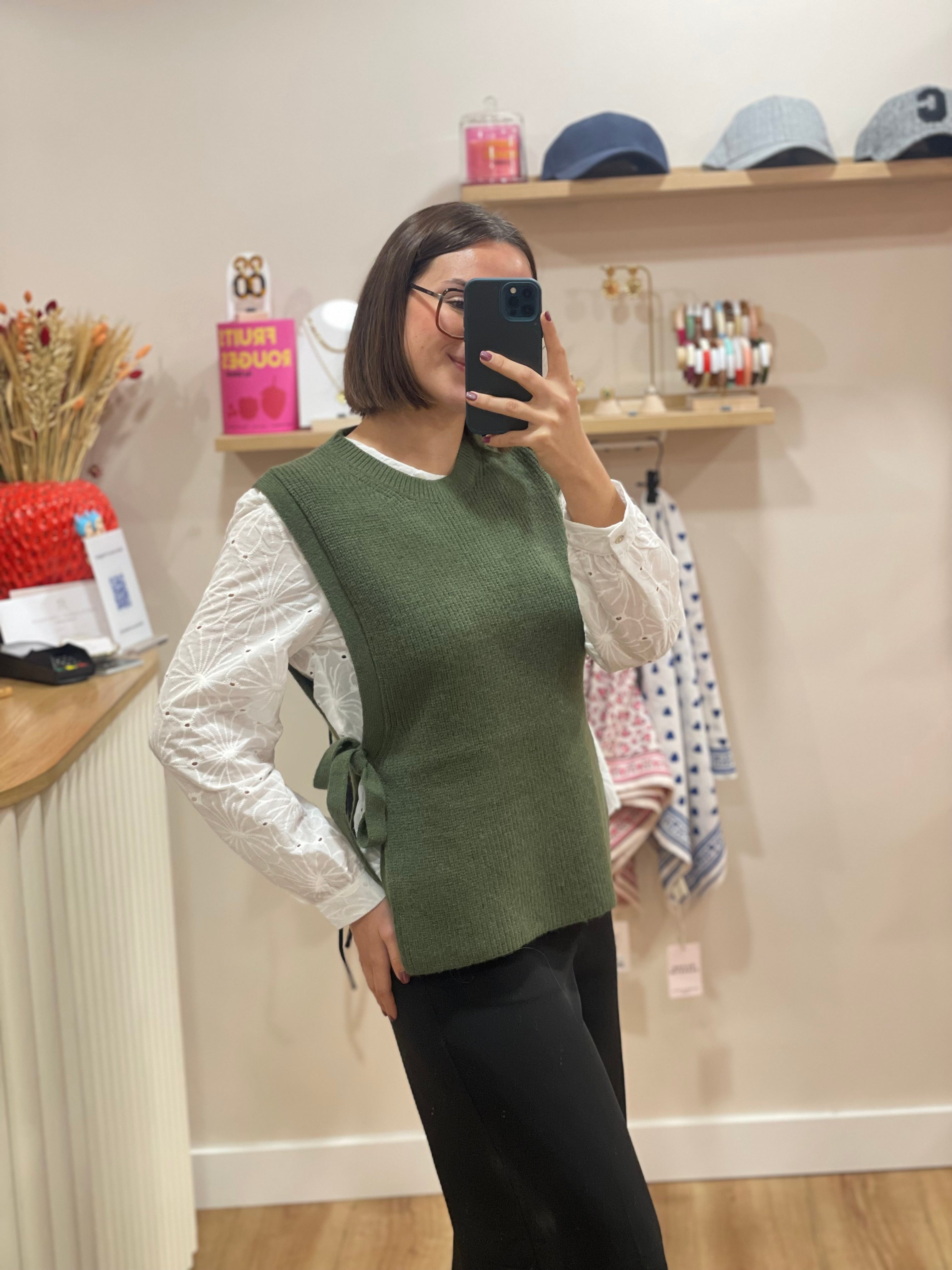 Pull sans manche Kaki