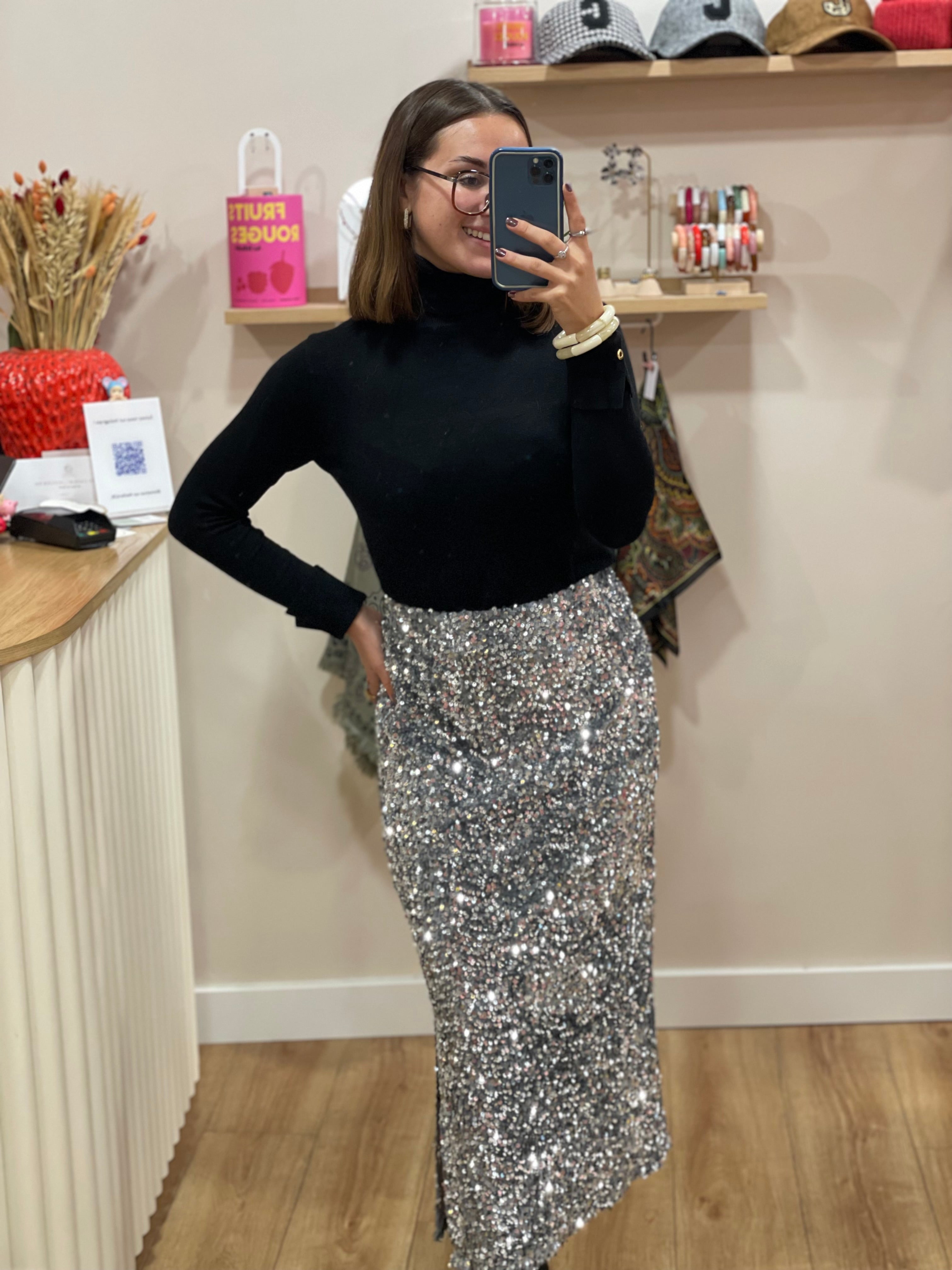 Jupe long sequin