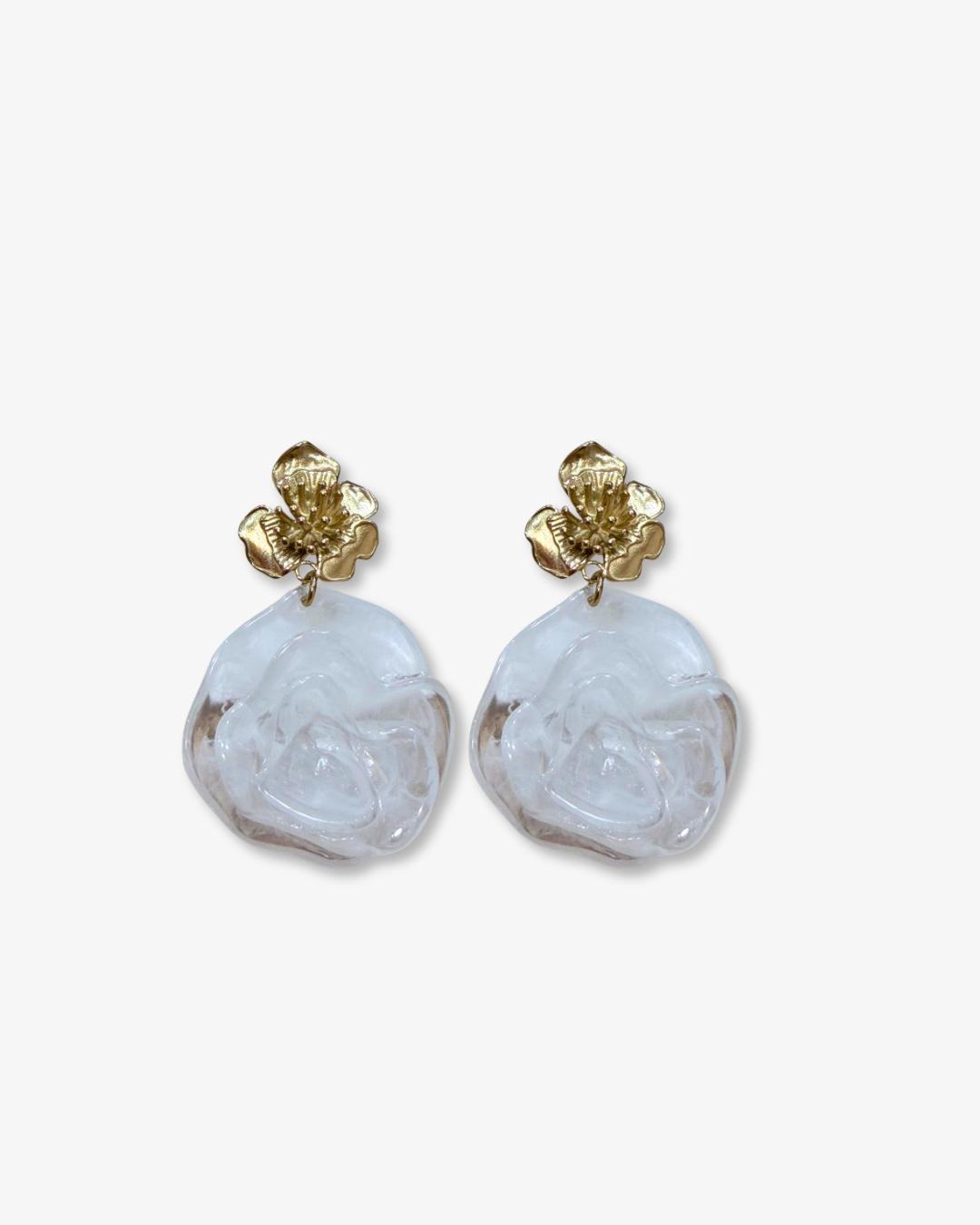 Boucles d’oreilles fleurs en acier inoxydable et acétate