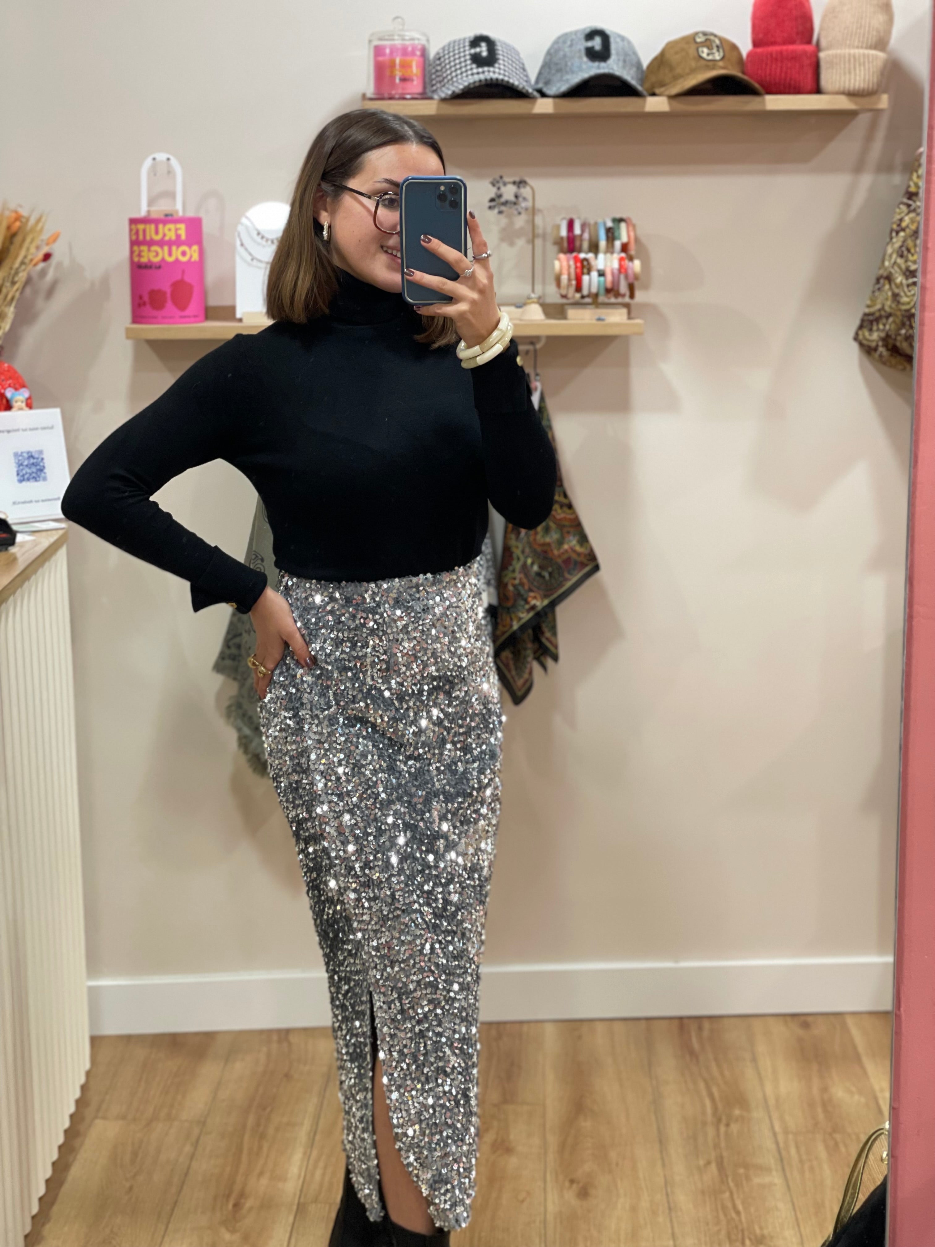 Jupe long sequin